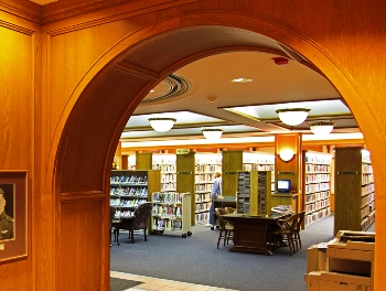image of archway into fiction at brumback library