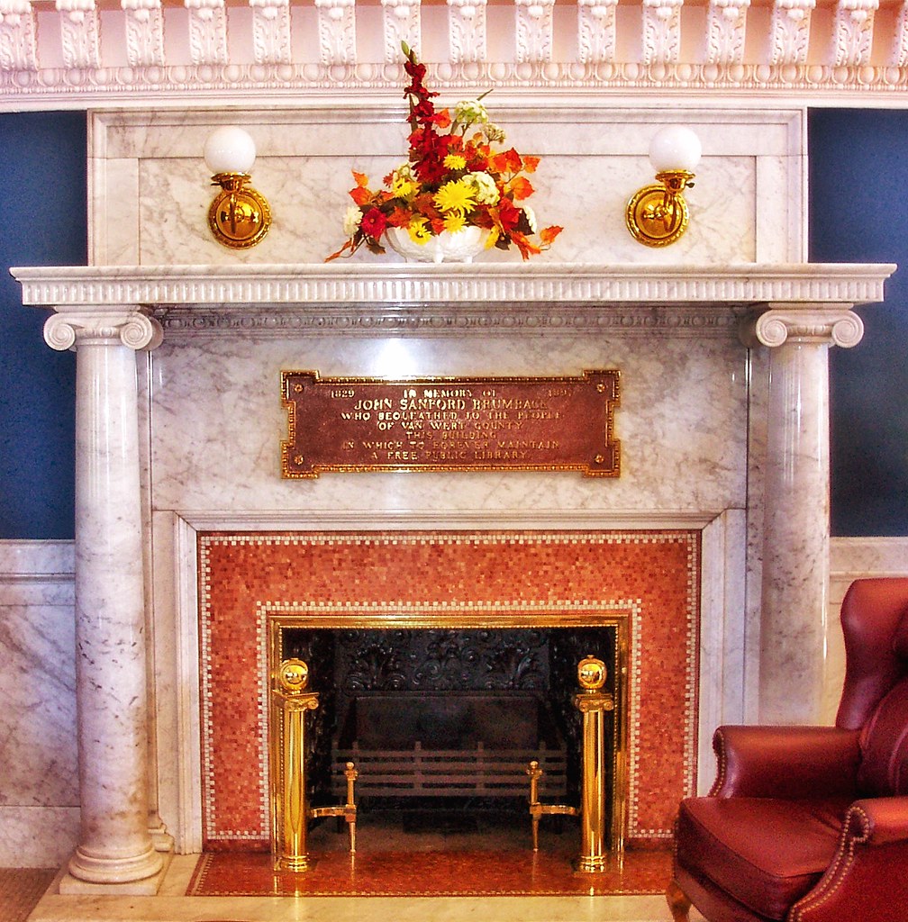 Image of fireplace in reading room